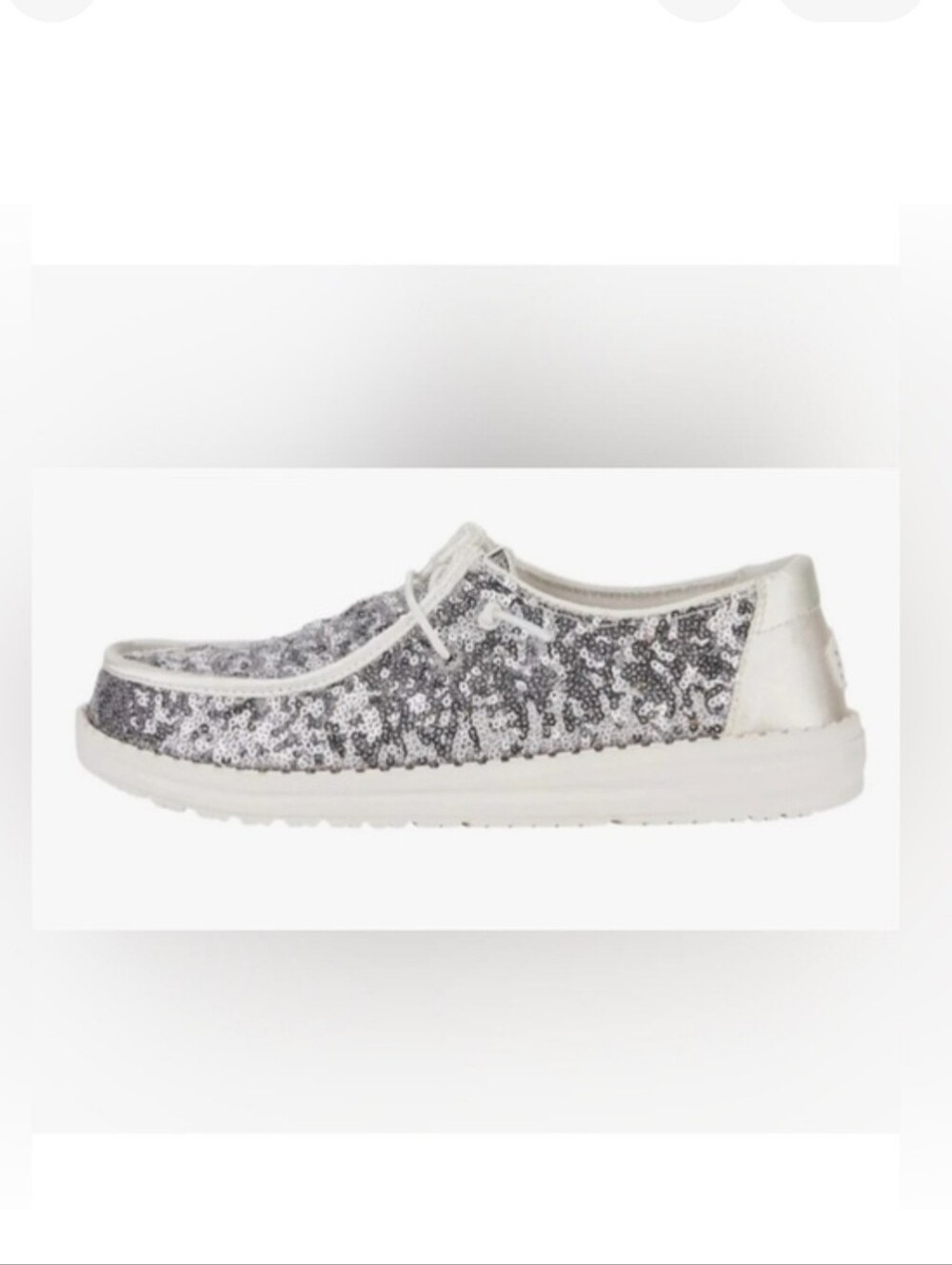 Hey Dude Wendy silver‎ Sequin Shoes size 7 brand new
